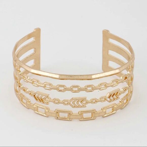 Gold Multi Chain Cuff Bracelet - Picture 1 of 3